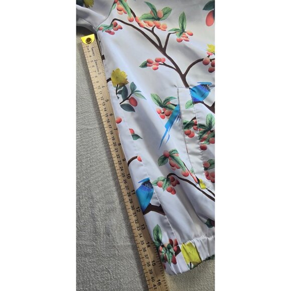 Forever 21 Men’s Windbreaker Jacket Med Multi White Birds of Paradise Print - Picture 7 of 15